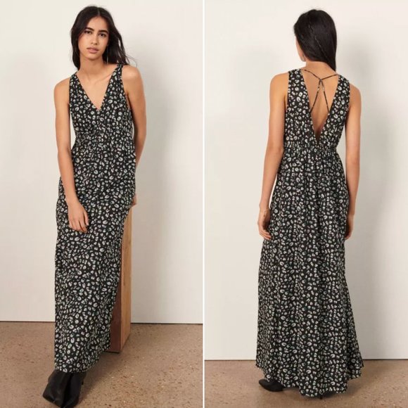 ba&sh Dresses & Skirts - NEW ba&sh Black Floral Print Strappy Maxi Sun Dress